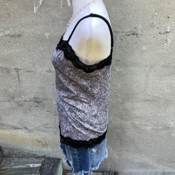 Ann Taylor Lacy Grey Paisley-Print Tank Top - Picture 6 of 7